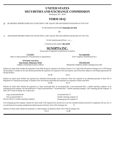 Thumbnail SunOpta Quarterly Report 2024-q3
