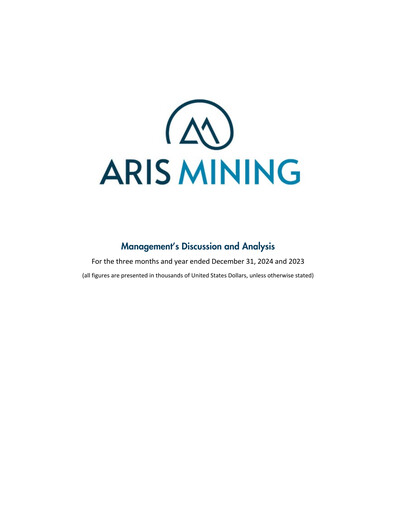 Thumbnail Aris Mining Financial Report 2024