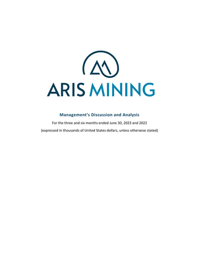 Thumbnail Aris Mining Quarterly Report 2023-q2
