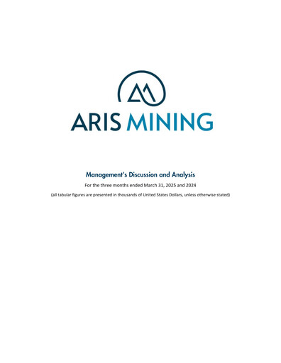 Thumbnail Aris Mining Quarterly Report 2025-q1