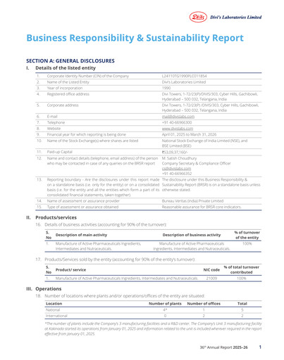 Thumbnail Divis Laboratories ESG Report 2025-2026
