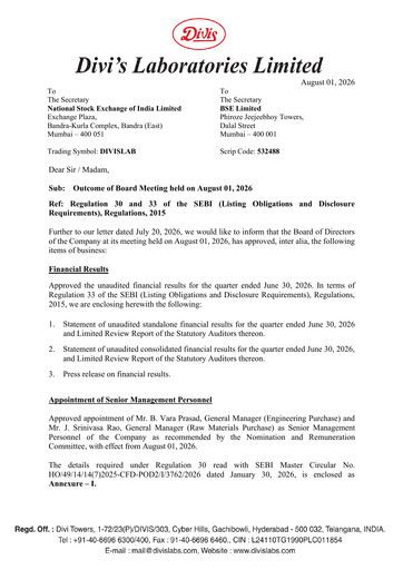 Thumbnail Divis Laboratories Quarterly Report 2026-q1