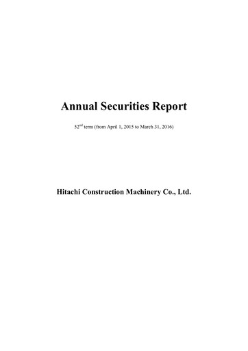 Thumbnail Hitachi Construction Machinery Annual Report 2015