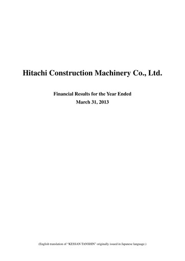 Thumbnail Hitachi Construction Machinery Financial Report 2012