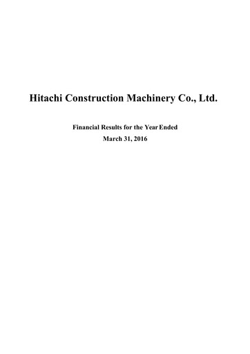 Thumbnail Hitachi Construction Machinery Financial Report 2015