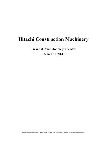 Thumbnail Hitachi Construction Machinery Financial Statement fy2003