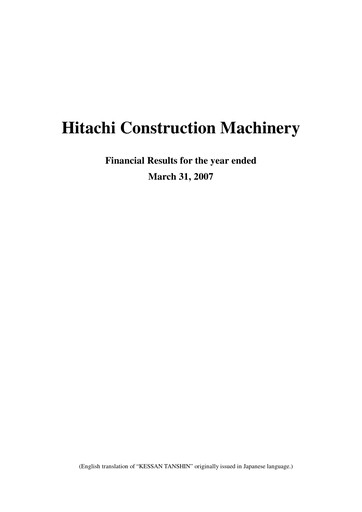 Thumbnail Hitachi Construction Machinery Financial Statement fy2006