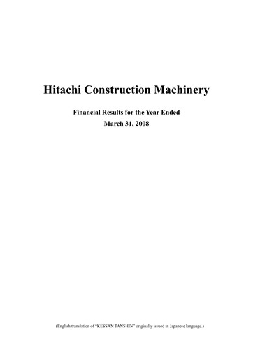 Thumbnail Hitachi Construction Machinery Financial Statement fy2007
