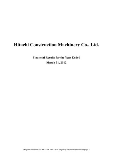 Thumbnail Hitachi Construction Machinery Financial Statement fy2011
