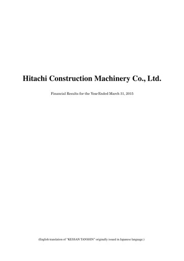 Thumbnail Hitachi Construction Machinery Financial Statement fy2014