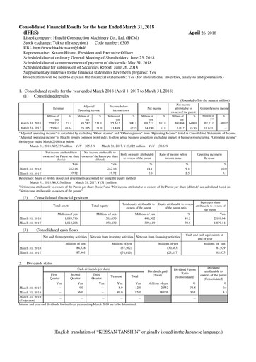 Thumbnail Hitachi Construction Machinery Financial Statement fy2017