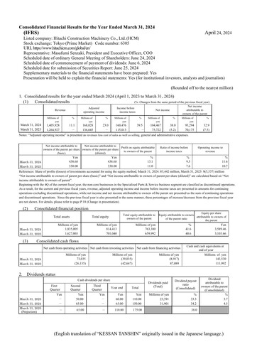 Thumbnail Hitachi Construction Machinery Financial Statement fy2023