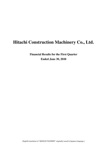 Thumbnail Hitachi Construction Machinery Quarterly Report 2010-q1