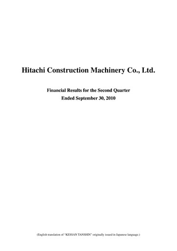 Thumbnail Hitachi Construction Machinery Quarterly Report 2010-q2