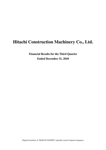 Thumbnail Hitachi Construction Machinery Quarterly Report 2010-q3