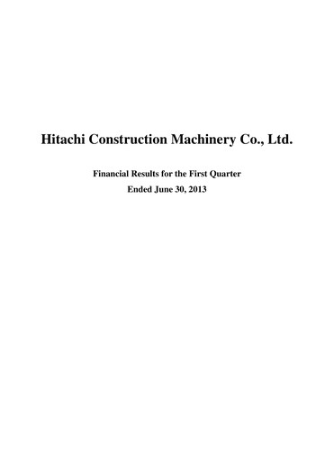 Thumbnail Hitachi Construction Machinery Quarterly Report 2013-q1
