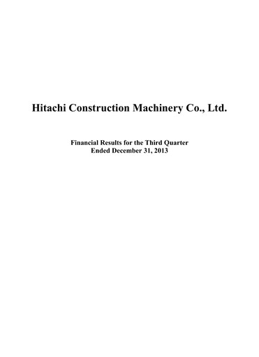 Thumbnail Hitachi Construction Machinery Quarterly Report 2013-q3