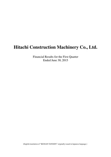 Thumbnail Hitachi Construction Machinery Quarterly Report 2015-q1