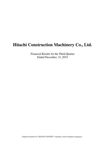 Thumbnail Hitachi Construction Machinery Quarterly Report 2015-q3