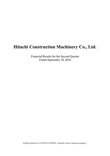 Thumbnail Hitachi Construction Machinery Quarterly Report 2016-q2