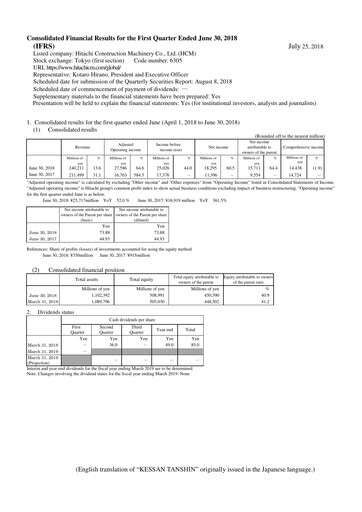 Thumbnail Hitachi Construction Machinery Quarterly Report 2018-q1