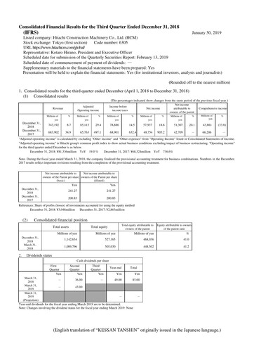 Thumbnail Hitachi Construction Machinery Quarterly Report 2018-q3