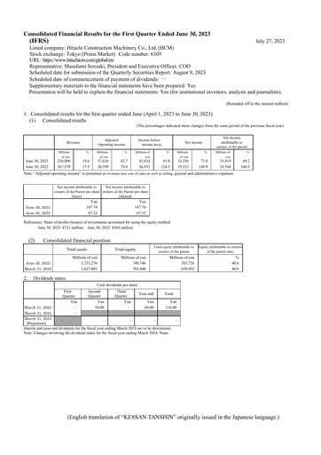 Thumbnail Hitachi Construction Machinery Quarterly Report 2023-q1