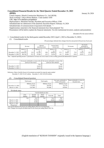 Thumbnail Hitachi Construction Machinery Quarterly Report 2023-q3