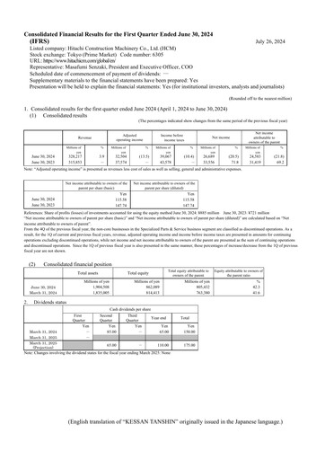 Thumbnail Hitachi Construction Machinery Quarterly Report 2024-q1