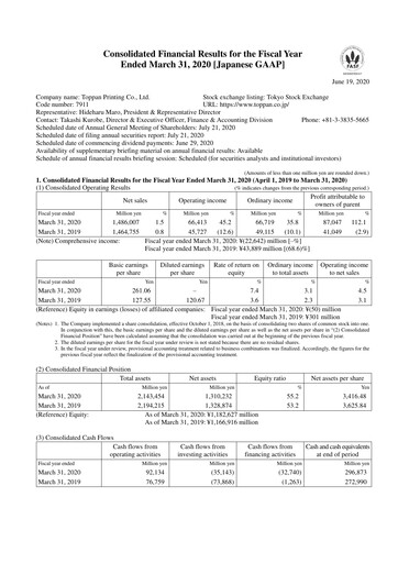 Thumbnail Toppan Financial Statement fy2020