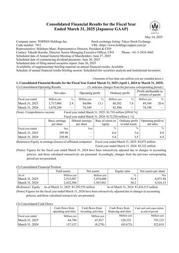 Thumbnail Toppan Financial Statement fy2025