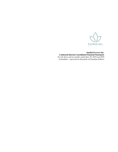 Thumbnail SNDL Inc.
 Quarterly Report 2019-q2