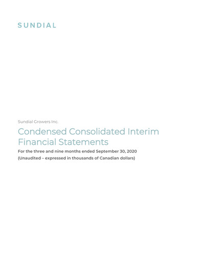 Thumbnail SNDL Inc.
 Quarterly Report 2020-q3