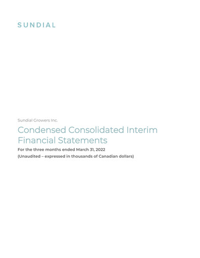 Thumbnail SNDL Inc.
 Quarterly Report 2022-q1
