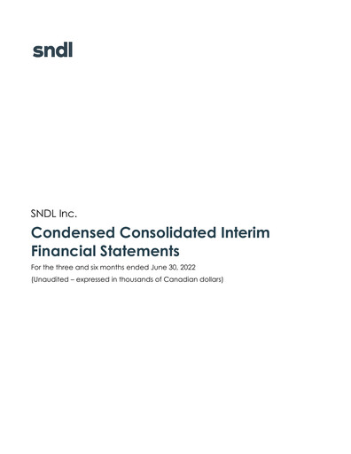 Thumbnail SNDL Inc.
 Quarterly Report 2022-q2
