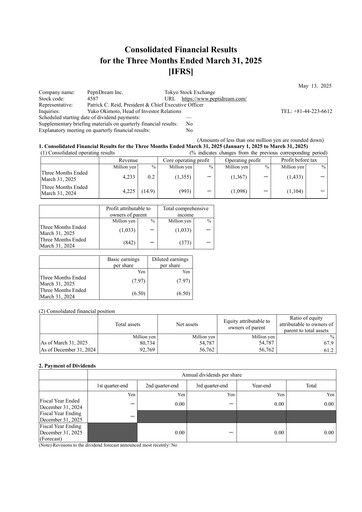 Thumbnail PeptiDream
 Quarterly Report 2025-q1