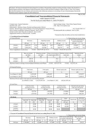 Thumbnail Kajima
 Financial Statement fy2023
