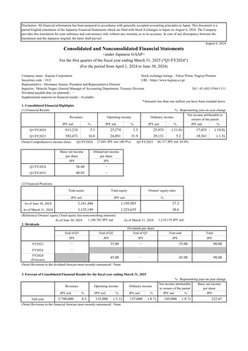 Vorschaubild Kajima
 Quartalsbericht 2024-q1