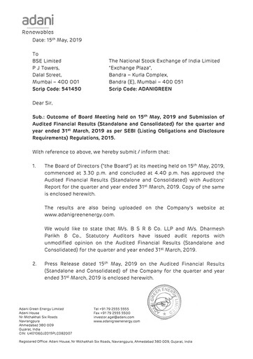 Thumbnail Adani Green Energy
 Financial Statement fy2019