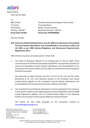 Thumbnail Adani Green Energy
 Quarterly Report 2026-q1