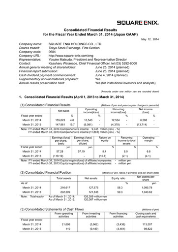 Thumbnail Square Enix
 Financial Statement fy2014