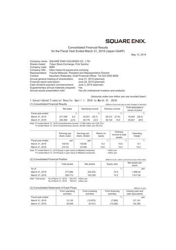 Thumbnail Square Enix
 Financial Statement fy2019