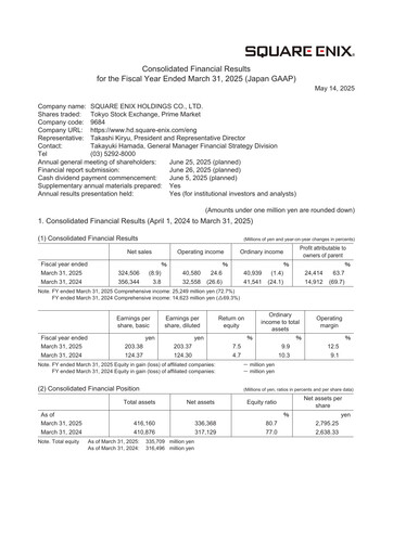 Thumbnail Square Enix
 Financial Statement fy2025