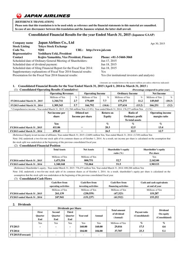 Thumbnail Japan Airlines
 Financial Statement fy2014