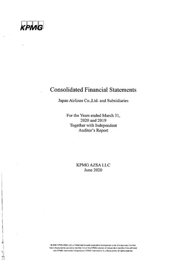 Thumbnail Japan Airlines
 Financial Statement fy2019