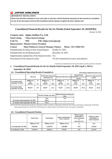 Vorschaubild Japan Airlines
 Halbjahresbericht 2025-h1