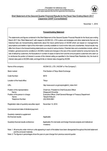 Miniature Acom
 Rapport semestriel fy2017-h1