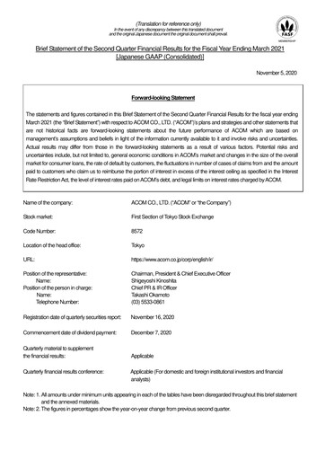 Miniature Acom
 Rapport semestriel fy2021-h1