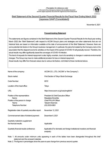 Miniature Acom
 Rapport semestriel fy2022-h1