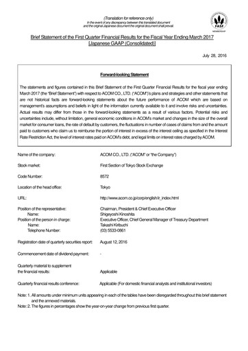 Miniature Acom
 Rapport trimestriel fy2017-q1